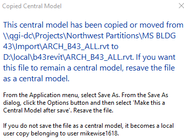 Central Model Warnings